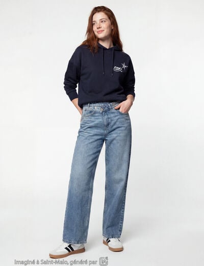 Jean Lenny wide leg taille standard denim double stone