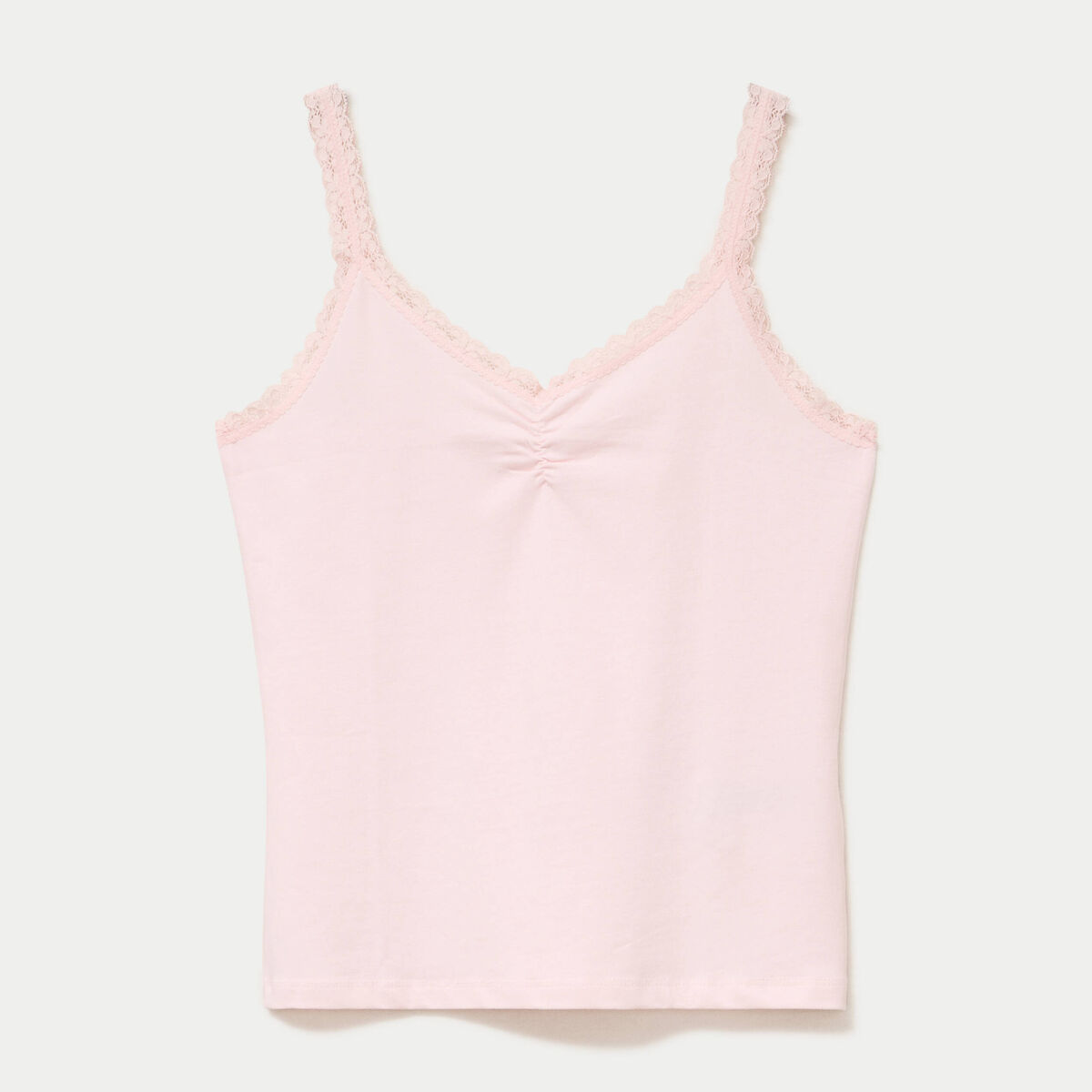 D&eacute;bardeur ajust&eacute; d&eacute;collet&eacute; dentelle rose clair