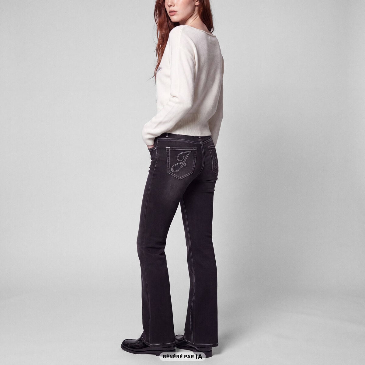 Pull col bateau manches longues strass ecru