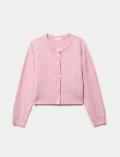 Gilet ajust&eacute; cropped manches longues rose