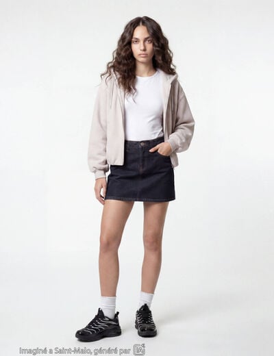 Jupe-short courte en jean denim noir ado