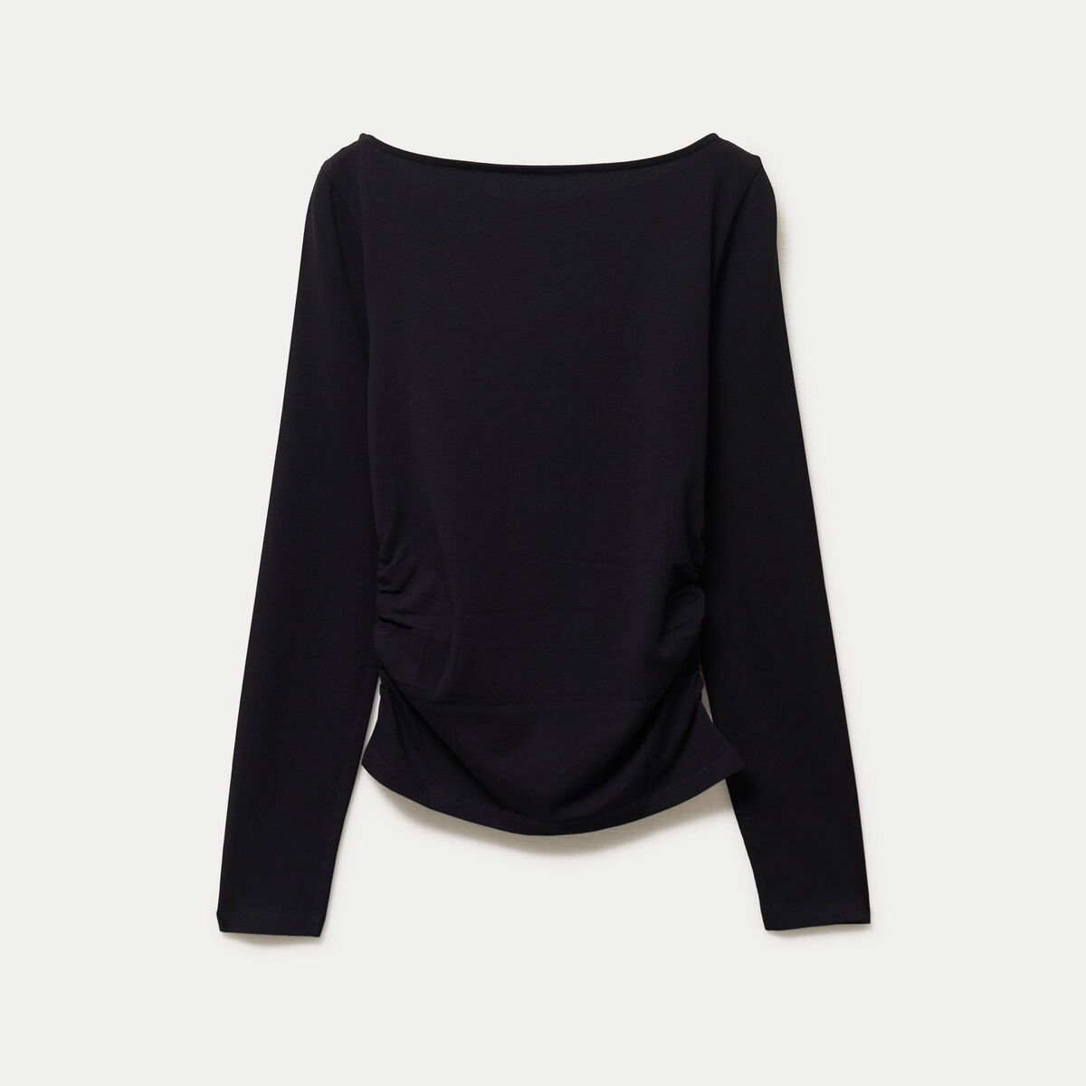 Haut droit col bateau manches longues noir