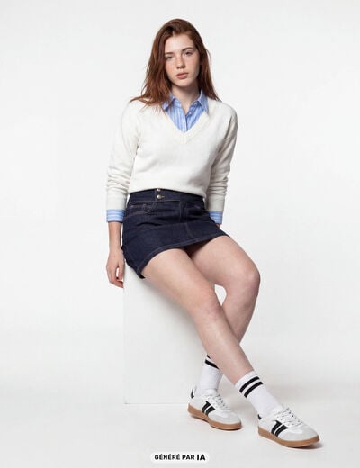 Jupe-short courte en jean denim brut
