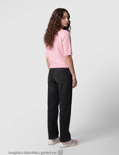Jean regular taille basse denim noir ado
