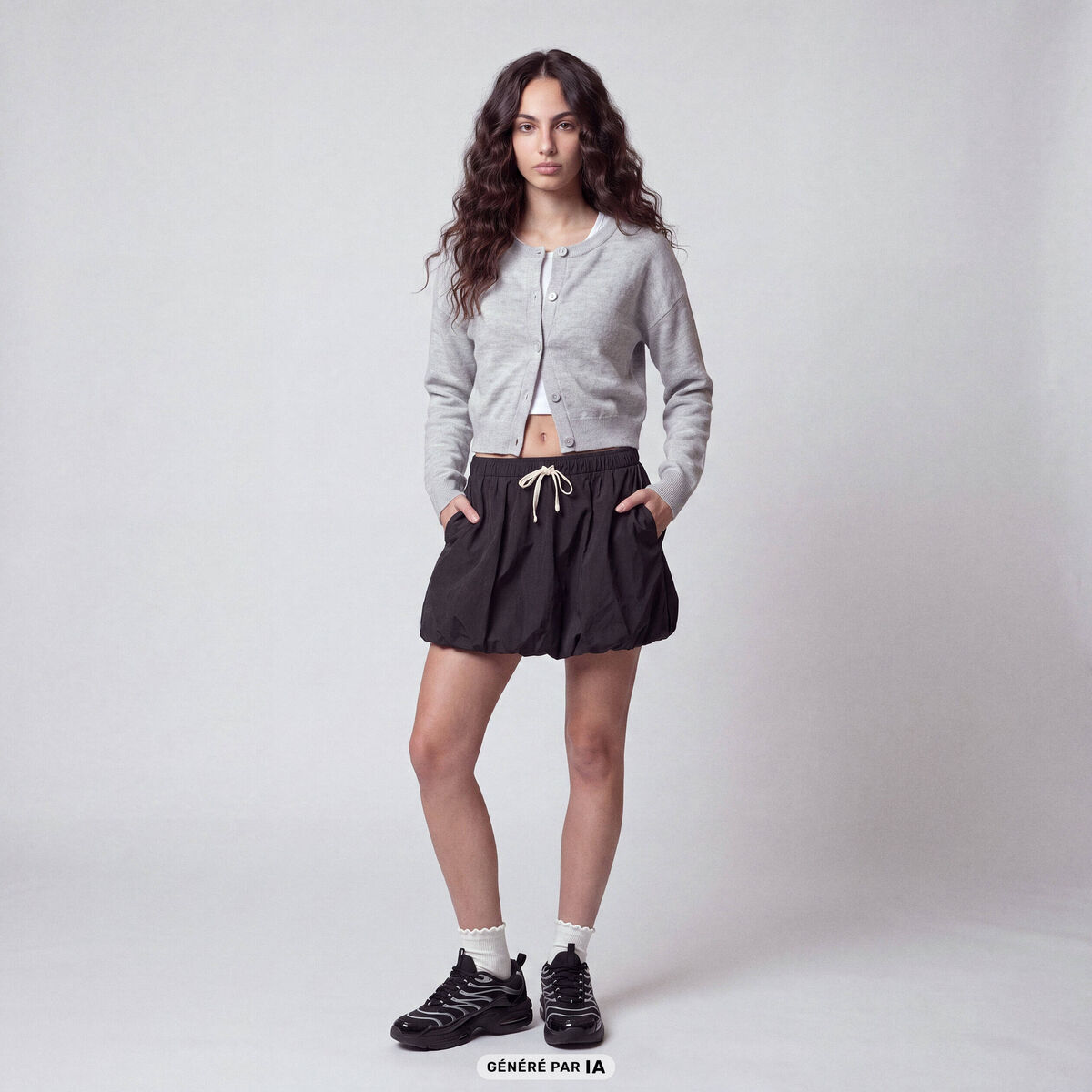 Gilet ajust&eacute; cropped manches longues blanc