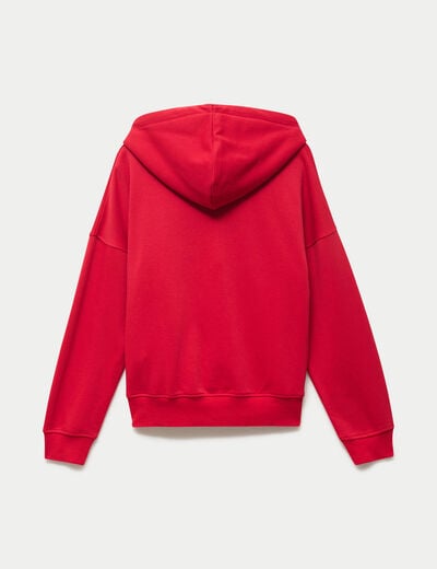 Sweat oversize &agrave; capuche manches longues rouge