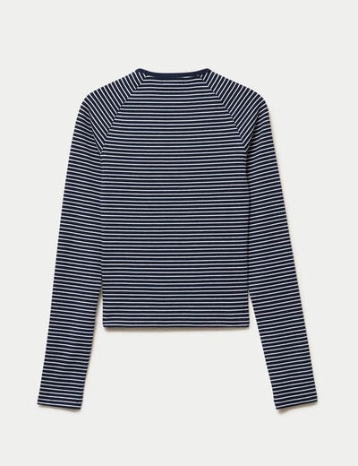 T-shirt manches longues bleu fonc&eacute;