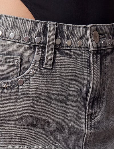 Jupe ajust&eacute;e courte en jean denim gris ado