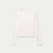 T-shirt ajust&eacute; col rond manches longues ecru