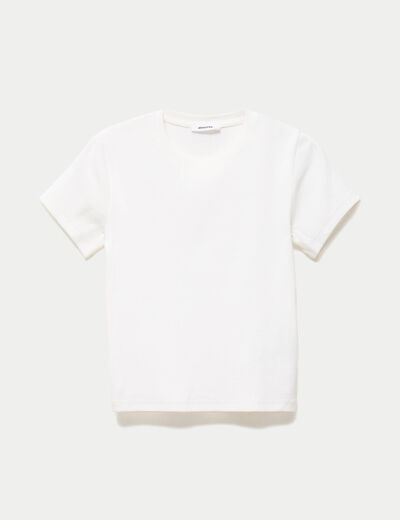 T-shirt ajust&eacute; col rond manches courtes ecru ado