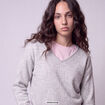 Pull col v manches longues gris clair