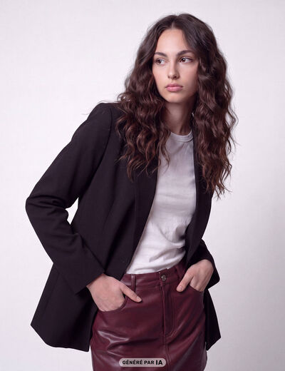 Veste col tailleur manches longues noir
