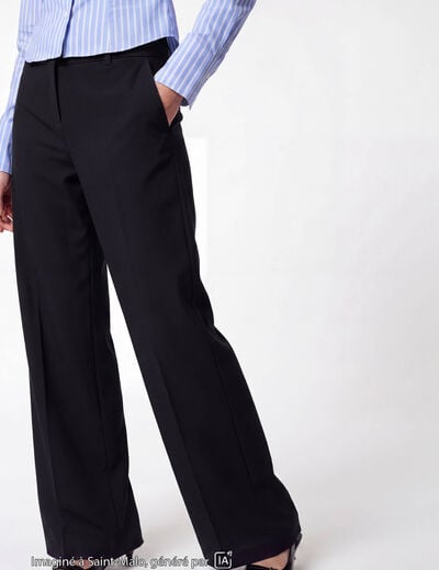 Pantalon coupe large taille basse noir