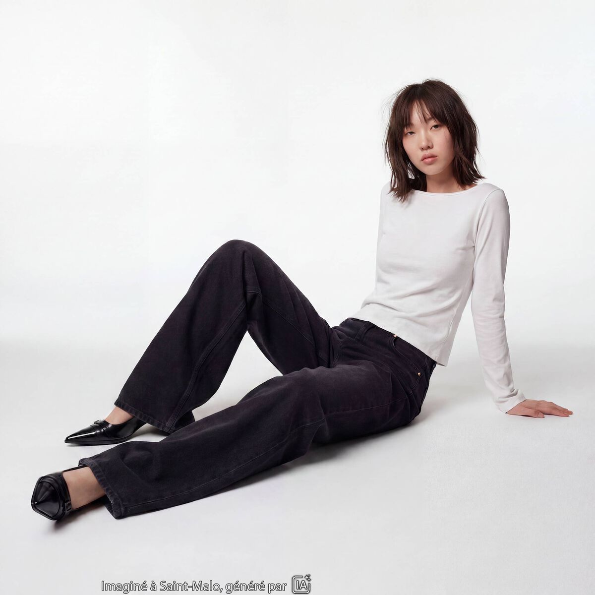 Jean Max loose taille basse denim noir