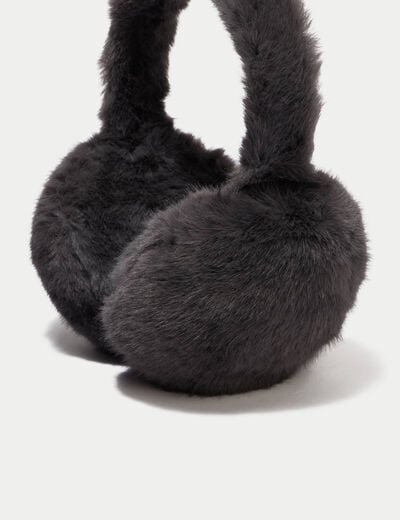 Cache-oreilles en fausse fourrure gris
