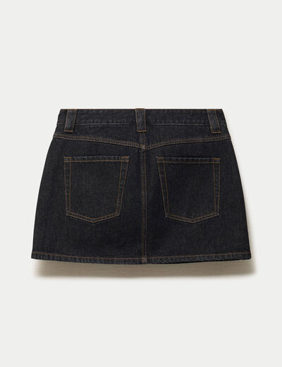 Jupe-short courte en jean denim noir ado