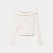 Top ajust&eacute; cropped manches longues ecru