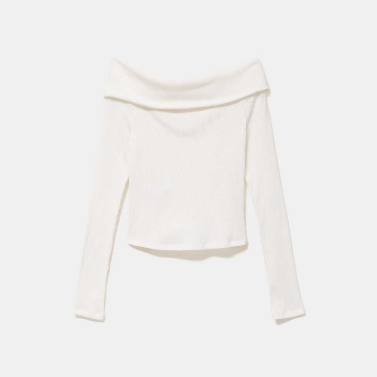Top ajust&eacute; cropped manches longues ecru