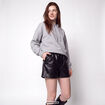 Short taille haute en similicuir noir