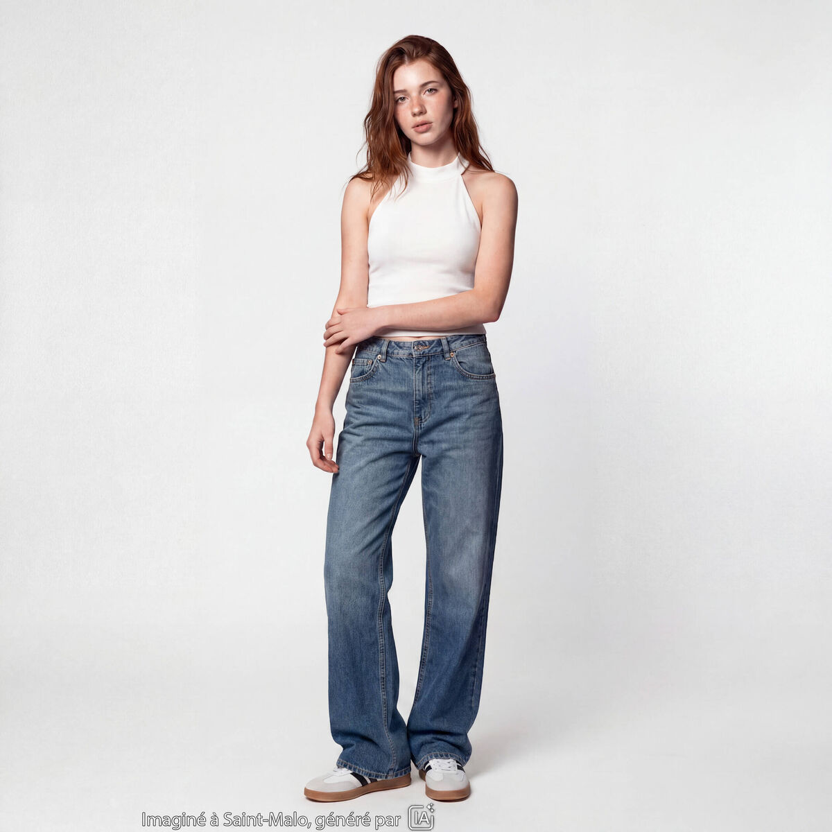 Jean Tom regular taille haute denim double stone