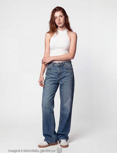 Jean Tom regular taille haute denim double stone