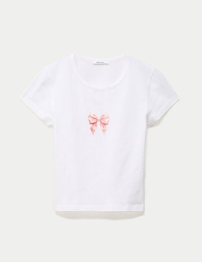 T-shirt ajust&eacute; manches courtes blanc