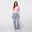Top ajust&eacute; cropped manches longues rose clair