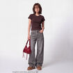Jean Tom regular taille haute denim gris