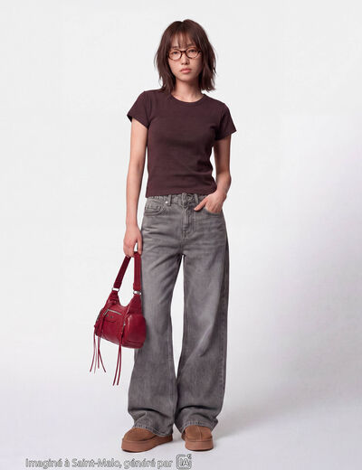 Jean Tom regular taille haute denim gris