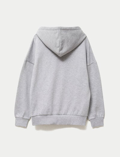 Sweat boyfriend brillant &agrave; capuche gris clair