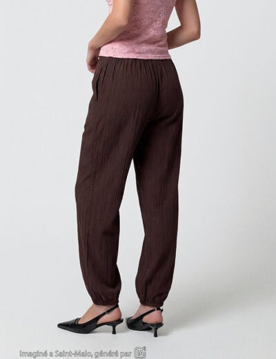 Pantalon large en cr&ecirc;pe taille standard marron fonc&eacute; ado