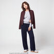 Gilet droit cropped col montant marron fonc&eacute;