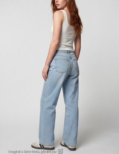 Jean wide leg taille standard denim bleach ado
