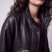 Veste oversize similicuir col biker noir