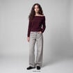 Pull col bardot manches longues bordeaux