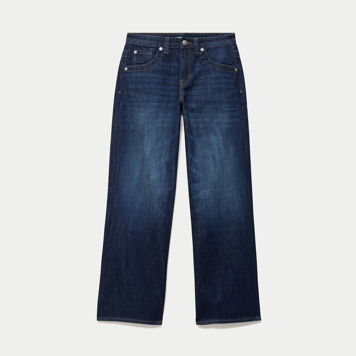 Jean loose taille basse denim brut ado