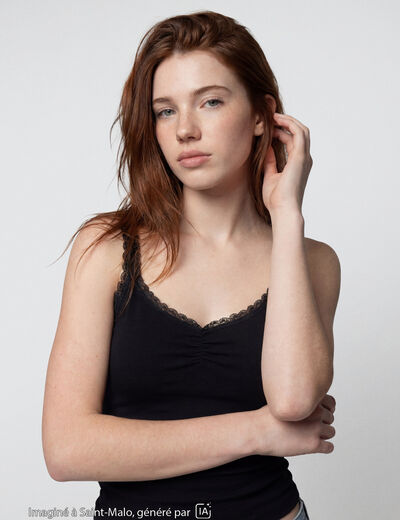 D&eacute;bardeur ajust&eacute; d&eacute;collet&eacute; dentelle noir
