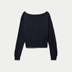 Pull col bateau manches longues strass bleu marine