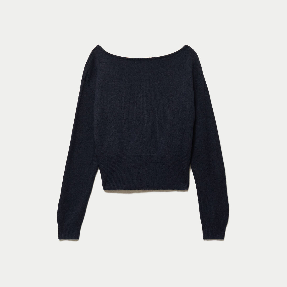 Pull col bateau manches longues strass bleu marine