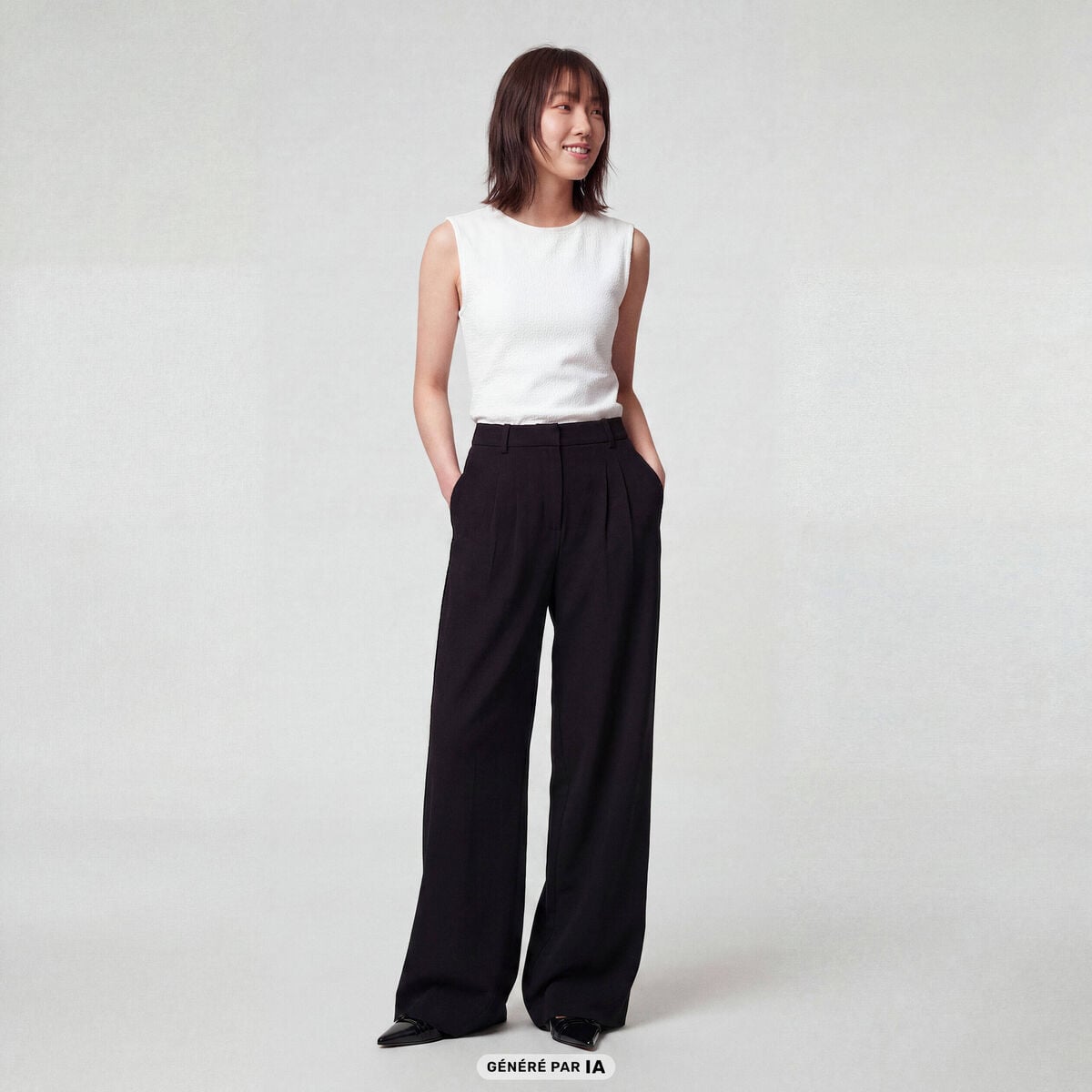 Pantalon flare stretch taille standard noir