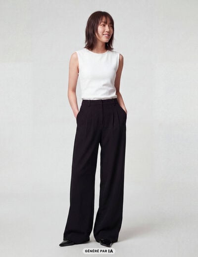Pantalon flare stretch taille standard noir