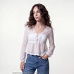 Chemise cintr&eacute;e dentelle col rond ecru ado