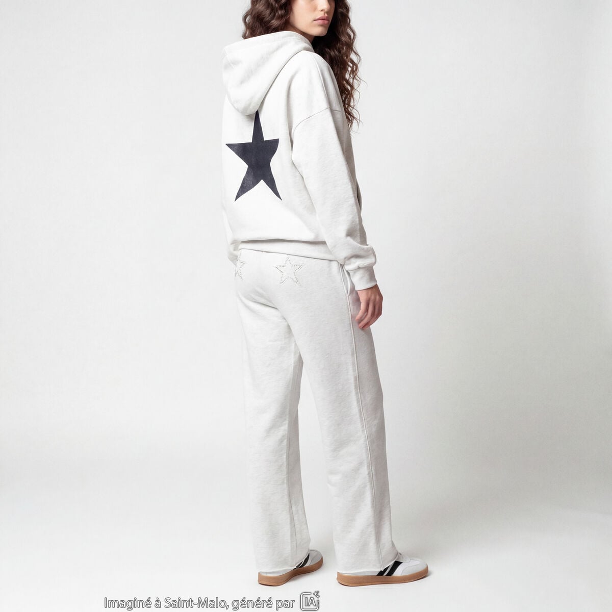 Jogging large en maille ecru