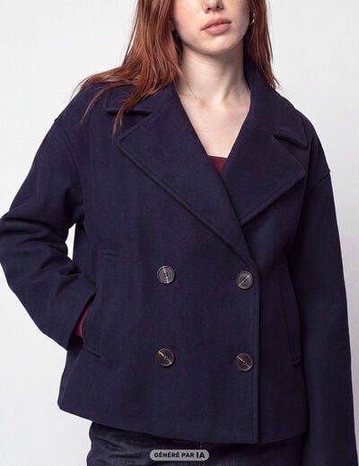 Caban droit bleu marine