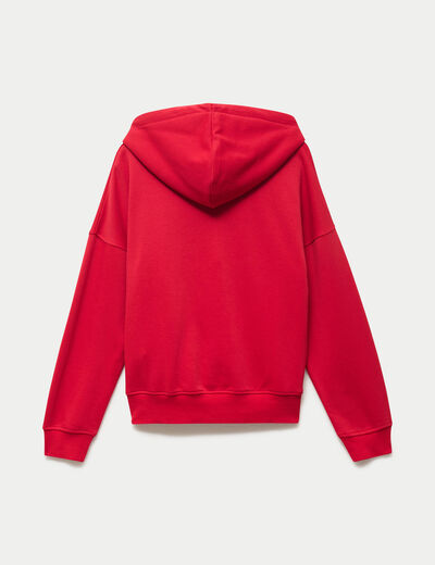 Sweat oversize &agrave; capuche manches longues rouge