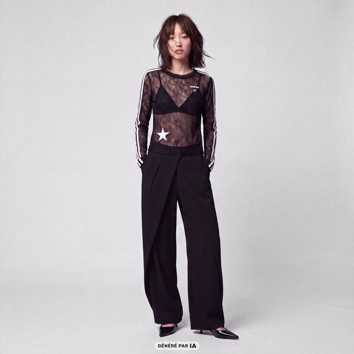 Pantalon coupe large noir