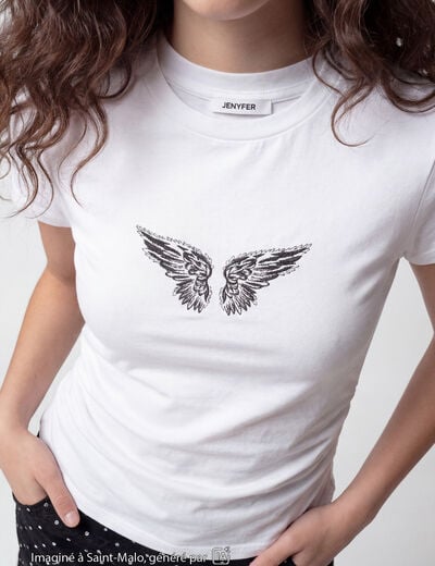 T-shirt droit court manches courtes blanc