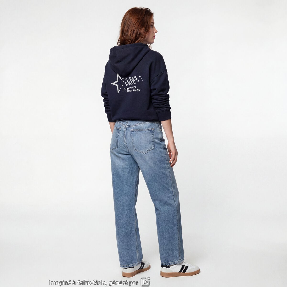 Jean Lenny wide leg taille crois&eacute;e denim double stone