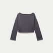Sweat oversize cropped col bateau gris