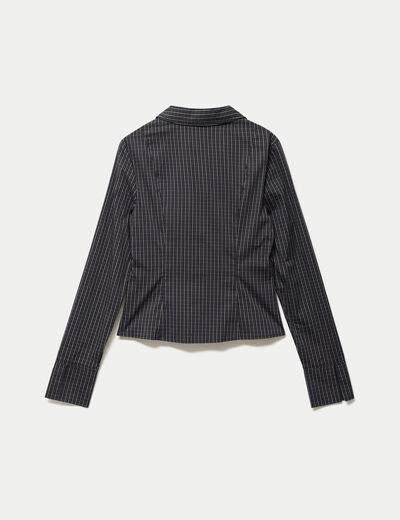 Chemise cintr&eacute;e manches longues noir